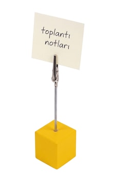 Metal Not Tutucu Metal Kıskaçlı Notluk Sarı Masaüstü Not Tutacağı