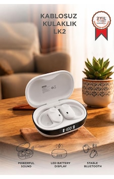 Lenovo Thinkplus Bluetooth Kulaklık Akıllı Dijital Göstergeli 5.4 Kablosuz Kulaklık Lk2 Beyaz