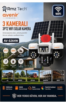 Avenir S264w 3 Kameralı 3ptz Wifi Solar Güvenlik Kamerası Çift Güneş Panelli Avenir S264w 3 Kameralı 3ptz Wifi Solar Güvenlik Kamerası Çift Güneş Panelli