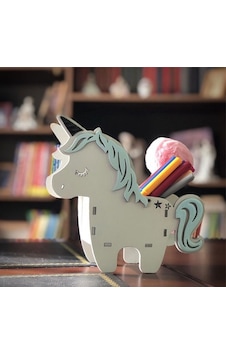 Unicorn Figürlü Ahşap Kalemlik Çok Renkli