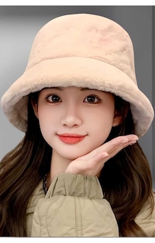 Uniquetrenders Kadın Peluş Bucket Şapka Bej Uniquetrenders Kadın Peluş Bucket Şapka Bej