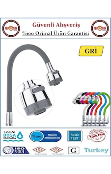 Spiralli Esnek Mutfak Evye Batarya Borusu - Gri Gri
