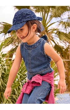 Mayoral Kız Çocuk Denim Kolsuz Bluz Koyu Mavi 3030