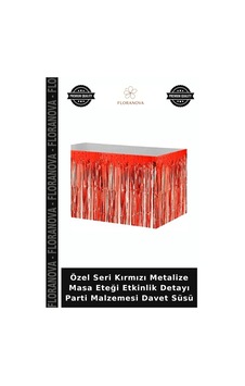 Özel Seri Kırmızı Metalize Masa Eteği Etkinlik Detayı Parti Malzemesi Davet Süsü