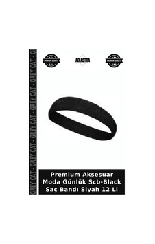 Premium Aksesuar Moda Günlük Scb-black Saç Bandı Siyah 12 Li
