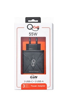 Qcell Super Fast Charger 6 Port 55 Watt Gan Siyah Adaptör Süper Hızlı Şarj Qcell Super Fast Charger 6 Port 55 Watt Gan Siyah Adaptör Süper Hızlı Şarj