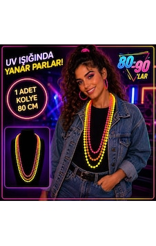 80'ler 90'lar Uv Glow Parti Kolyesi 3'lü Set " 80'ler 90'lar Uv Glow Parti Kolyesi 3'lü Set "