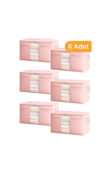 Serstil 6 Adet - Pencereli Yastık Yorgan Hurcu 75 X 40 X 40 Cm - Pembe Benekli Serstil 6 Adet - Pencereli Yastık Yorgan Hurcu 75 X 40 X 40 Cm - Pembe Benekli
