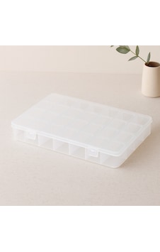 28 Bölmeli Organizer Kutusu - Plastik Şeffaf Kapak Açık Ahşap 28 Bölmeli Organizer Kutusu - Plastik Şeffaf Kapak Açık Ahşap