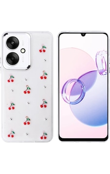 Xiaomi Poco C65 Kılıf Airbag Tasarımlı Simli Şeffaf Zore Kutup Kapak Kiraz