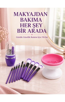 3 Lü Güzellik Ve Bakım Seti 12 Li Mor Makyaj Fırçası Fırça Temizleme Cihazı Ve Manikür Pedikür Tırna 3 Lü Güzellik Ve Bakım Seti 12 Li Mor Makyaj Fırçası Fırça Temizleme Cihazı Ve Manikür Pedikür Tırna