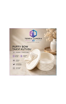 Puffy Bow Fiyonk Kapaklı Takı Kutusu 14x14x7 Cm Bej