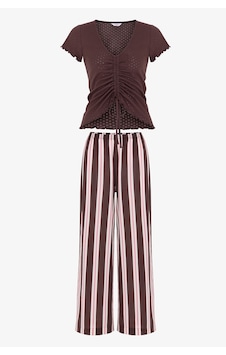 Penti Kahverengi Sleep Mode Çizgili Kısa Kollu Pantolon Pijama Takımı Bn83 Penti Kahverengi Sleep Mode Çizgili Kısa Kollu Pantolon Pijama Takımı Bn83