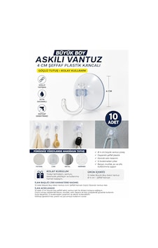 10 Adet 4 Cm Büyük Boy Şeffaf Askılı Vantuz Kancalı Öpücük Vantuz 10 Adet 4 Cm Büyük Boy Şeffaf Askılı Vantuz Kancalı Öpücük Vantuz