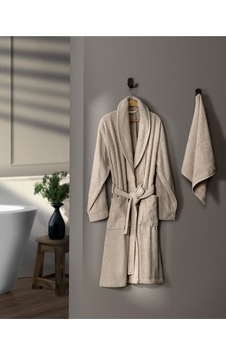 Madame Coco Avril Şalyaka Unisex Bornoz Set Bej