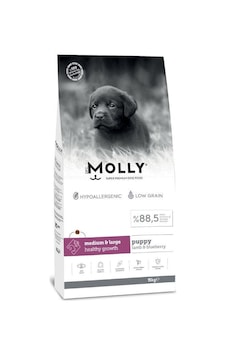 Molly Düşük Tahıllı Hypoallergenic Kuzulu Ve Yaban Mersinli Orta Ve Büyük Irk Yavru Köpek Maması 15 Kg