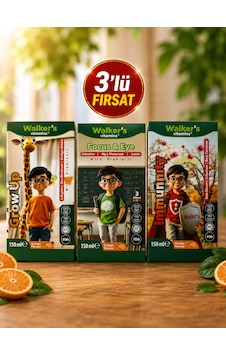 Focus Eye Kids Şurup Sitikolin, Lutein , Beta Glukan - 3'lü Focus Eye Kids Şurup Sitikolin, Lutein , Beta Glukan - 3'lü