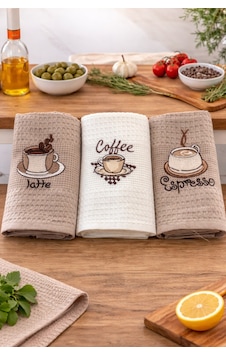 3 Lü Nakışlı Waffle Mutfak Havlusu 40x60 Cm Süper Emici & Yumuşak Kahve 3 Lü Nakışlı Waffle Mutfak Havlusu 40x60 Cm Süper Emici & Yumuşak Kahve