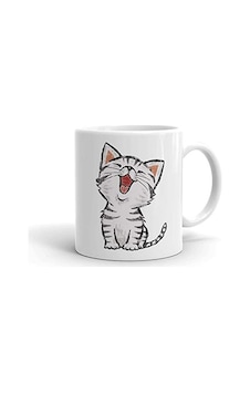Sevimli Minik Kedi Seramik İthal Porselen Seramik Kupa Bardak Beyaz Sevimli Minik Kedi Seramik İthal Porselen Seramik Kupa Bardak Beyaz