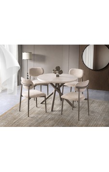 Truva Polo Yuvarlak Açılır Mdf Mutfak Masa Sandalye Takımı 104cm Bej Truva Polo Yuvarlak Açılır Mdf Mutfak Masa Sandalye Takımı 104cm Bej