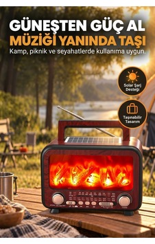 Şömine Efektli Retro Radyo Ve Bluetooth Hoparlör Solar Güneş Enerjili, Alev Işıklı, Taşınabilir Nostaljik Kamp Radyosu Kahverengi - 936928908 Şömine Efektli Retro Radyo Ve Bluetooth Hoparlör Solar Güneş Enerjili, Alev Işıklı, Taşınabilir Nostaljik Kamp Radyosu Kahverengi - 936928908