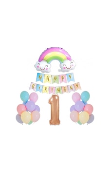 Gökkuşağı Folyo Balon Set yaş Günü Gökkuşağı Folyo Balon Set yaş Günü