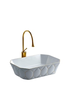 E-8141 Gold&beyaz Porselen Çanak Lavabo Gri E-8141 Gold&beyaz Porselen Çanak Lavabo Gri