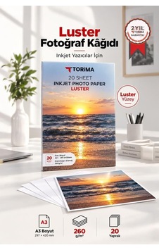 Fotoğraf Kağıdı A3 Luster 260 Gr 30x42 20 Sayfa Yarı Mat Sanatsal Ürün Tasarım Aracı Ofis Gereci Fotoğraf Kağıdı A3 Luster 260 Gr 30x42 20 Sayfa Yarı Mat Sanatsal Ürün Tasarım Aracı Ofis Gereci