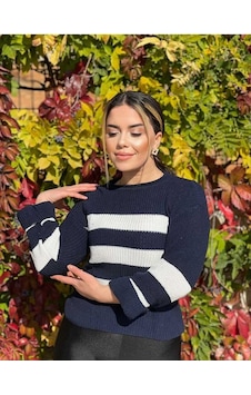 Kozia Outdoors Selanik Örgü Çizgili Triko Kazak Lacivert Kozia Outdoors Selanik Örgü Çizgili Triko Kazak Lacivert