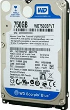 Western Digital Scorpio Blue WD7500BPVT 750 GB HDD Western Digital Scorpio Blue WD7500BPVT 750 GB HDD
