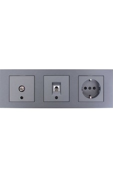 Ovivo Grano Füme Üçlü Set Tv+telefon Numerins +topraklı Priz 3'lü Takım Ovivo Grano Füme Üçlü Set Tv+telefon Numerins +topraklı Priz 3'lü Takım