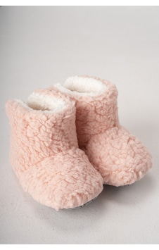 Pufien Çocuk Panduf, Bebek Ev Botu, Yumuşak Kuzu Kumaşı Bebek Panduf Wellsoft Botkuzu, 26-27 - Pembe