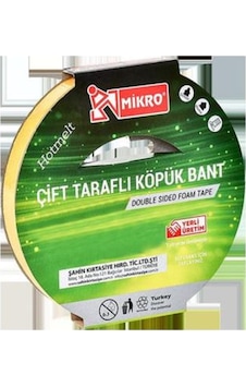 Mikro 15mm 5mt Çift Taraflı Köpük Bant Bnt201 Mikro 15mm 5mt Çift Taraflı Köpük Bant Bnt201