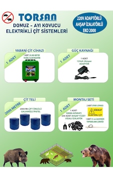 Torsan 220v Adaptörlü Eko 2000 Elektrikli Çit Sistemi Domuz - Ayı Kovucu 2000mt Torsan 220v Adaptörlü Eko 2000 Elektrikli Çit Sistemi Domuz - Ayı Kovucu 2000mt