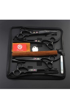 Profesyonel 7.0 Inch 18 CM Berber Kuaför Makas Seti Siyah Profesyonel 7.0 Inch 18 CM Berber Kuaför Makas Seti Siyah
