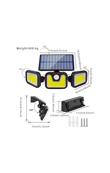 Üçlü Solar Led Projektör Beyaz Işık Sensörlü Dış Mekân Aydınlatma 4604 Üçlü Solar Led Projektör Beyaz Işık Sensörlü Dış Mekân Aydınlatma 4604