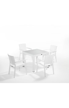 Beyaz Renkli Dış Mekan Bahçe Masa Sandalye Takımı 4 Kişilik 90x90 Beyaz Beyaz Renkli Dış Mekan Bahçe Masa Sandalye Takımı 4 Kişilik 90x90 Beyaz