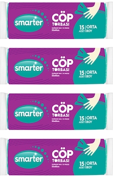 Smarter Orta Boy Çöp Torbası 4 Adet Yeşil 55 x 60 CM Smarter Orta Boy Çöp Torbası 4 Adet Yeşil 55 x 60 CM