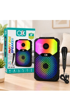 8 İnç Bluetooth Mikrofonlu Karaoke Hoparlör Şarjlı, Rgb Çok Renkli 8 İnç Bluetooth Mikrofonlu Karaoke Hoparlör Şarjlı, Rgb Çok Renkli