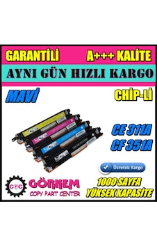 Hp Laserjet Pro Cp1025 Uyumlu Toner Mavi (Ce311A) N11.21539 Hp Laserjet Pro Cp1025 Uyumlu Toner Mavi (Ce311A) N11.21539