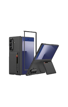 Samsung Uyumlu Galaxy Z Fold 7 Suni Deri Arka Yüzey Zore Kartlıklı Kıpta Silikon Kapak Siyah Karbon Samsung Uyumlu Galaxy Z Fold 7 Suni Deri Arka Yüzey Zore Kartlıklı Kıpta Silikon Kapak Siyah Karbon
