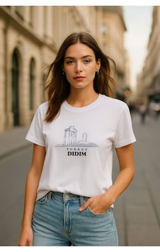 Markapia Woman Kadın Bisiklet Yaka %100 Pamuk Didim Baskılı Kısa Kollu T-shirt Beyaz L Markapia Woman Kadın Bisiklet Yaka %100 Pamuk Didim Baskılı Kısa Kollu T-shirt Beyaz L