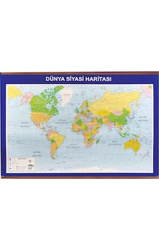 70x100 Cm Dünya Siyasi + Rulo Fiziki Çıtalı Harita-pan406 70x100 Cm Dünya Siyasi + Rulo Fiziki Çıtalı Harita-pan406