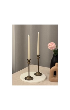 Rustik Model Eskitme Gold 2'li Şamdan & Mumluk Seti Altın - 805784881 Altın