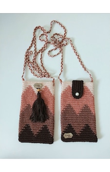 Kemzey Handmade Wayuu Telefon Çantası, El Yapımı Örgü Telefon Çantası Kahverengi Kemzey Handmade Wayuu Telefon Çantası, El Yapımı Örgü Telefon Çantası Kahverengi