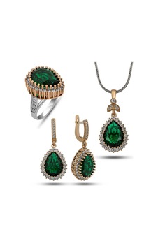 Gümüş Zümrüt Taşlı Hürrem Kadın Set Çok Renkli 97766720