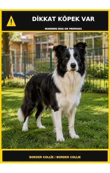 Dikkat Köpek Var Border Collie Görselli Pvc Uyarı Levhası 35x50cm Dikkat Köpek Var Border Collie Görselli Pvc Uyarı Levhası 35x50cm