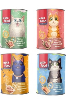 Esca Food 4 Farklı Aromalı Yetişkin Kedi Konserve Maması 4x415gr Esca Food 4 Farklı Aromalı Yetişkin Kedi Konserve Maması 4x415gr