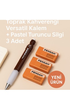 Toprak Kahve Versatil Kalem + Pastel Turuncu Silgi 3 Adet Toprak Toprak Kahve Versatil Kalem + Pastel Turuncu Silgi 3 Adet Toprak
