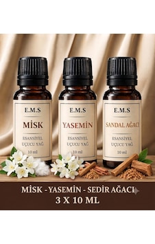 Misk - Yasemin - Sedir Ağacı Esansiyel Uçucu Yağ Buhurdanlık Yağı Difüzör Esansı Oda Kokusu Mum Esansı 3 X 10 Ml. Karışık Misk - Yasemin - Sedir Ağacı Esansiyel Uçucu Yağ Buhurdanlık Yağı Difüzör Esansı Oda Kokusu Mum Esansı 3 X 10 Ml. Karışık